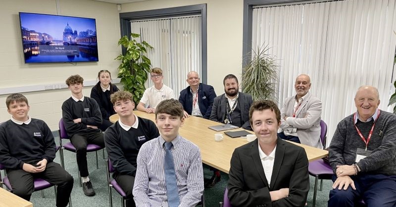 Priory students and Andrew Scott, MD of Ascot Group